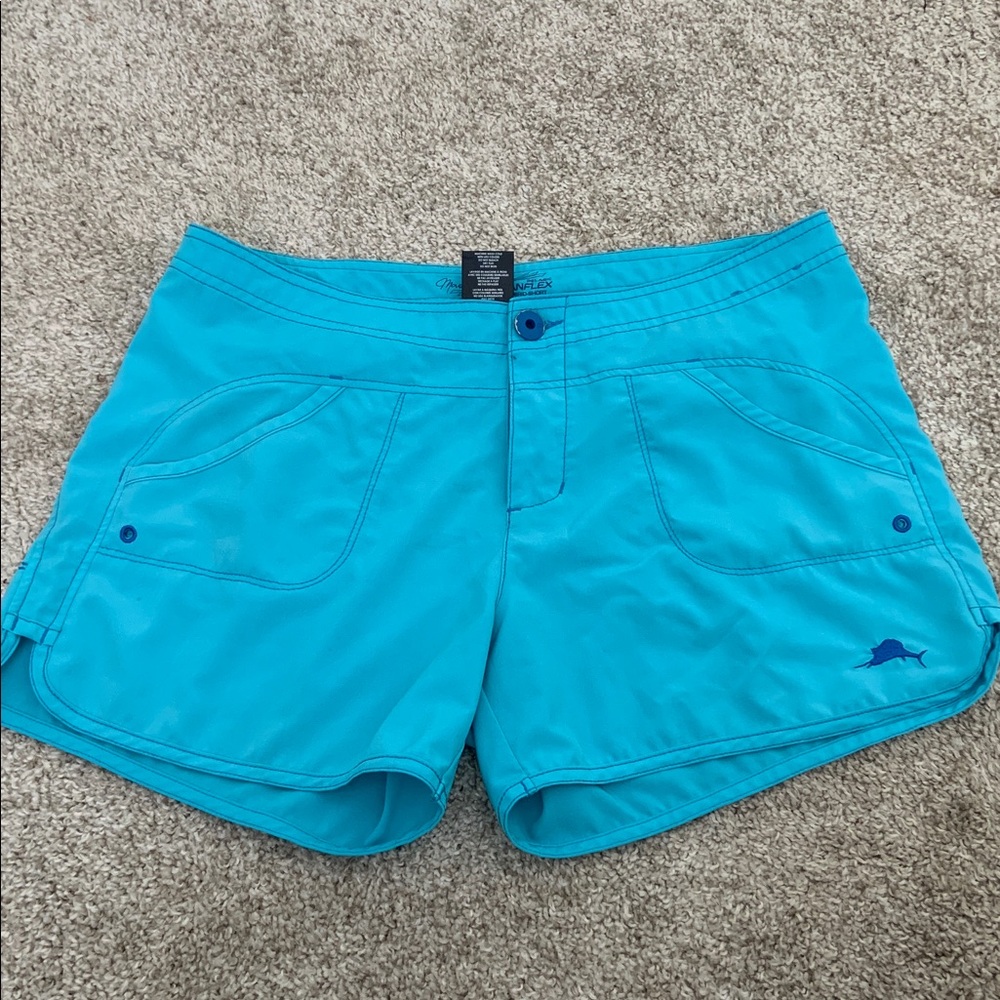 Pelagic Women’s Turquoise Athletic Shorts with Blue Accent